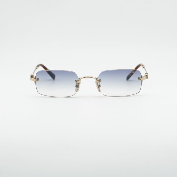 Miu Miu MUB50S ZVN80O Sunglasses Gold Rectangle Frame, Light Blue Lenses main image 6